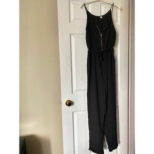 Black Jumpsuit w/ Gold Front Zip